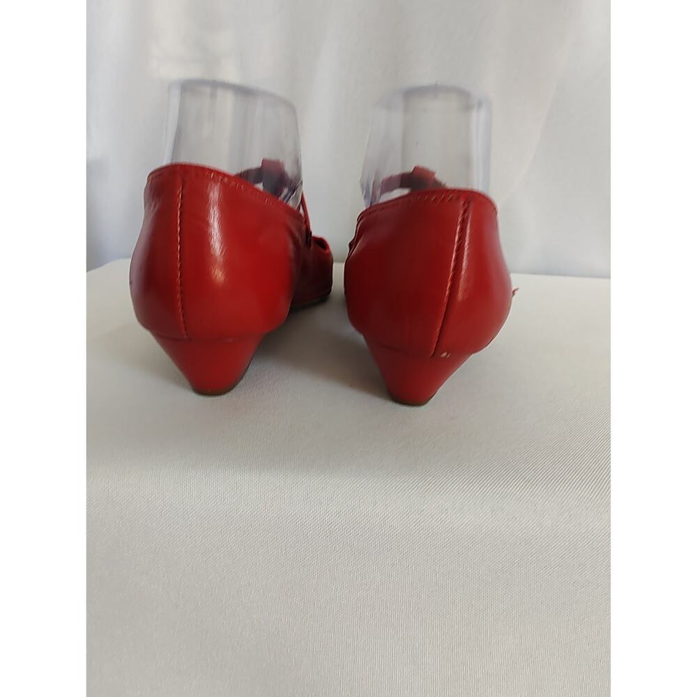 Leo's Dance Wear Rockabilly Women’s Red Leather T-Strap Dance Shoes, Low Heel - Picture 10 of 16